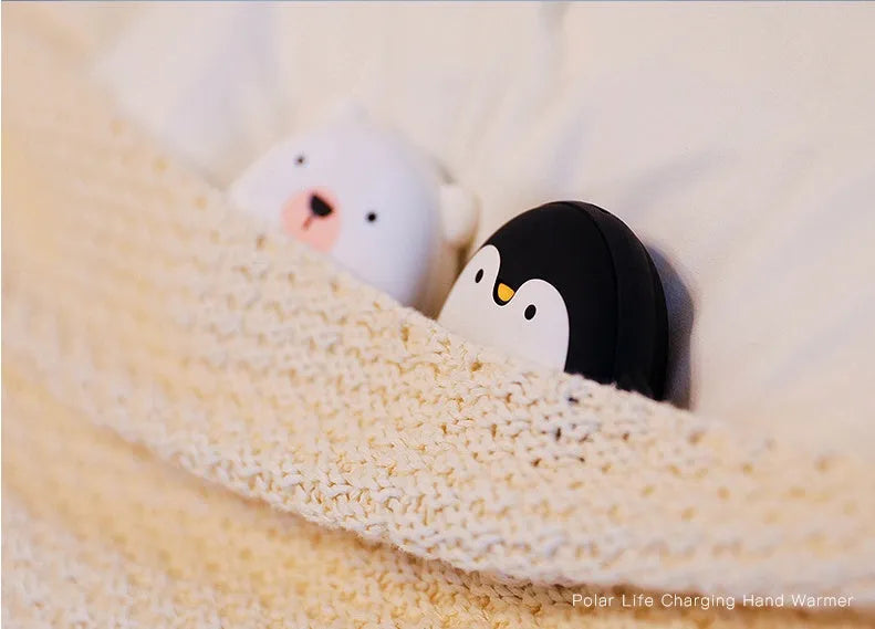 Cartoon penguin polar bear USB rechargeable electric hand warmer with double-side heating