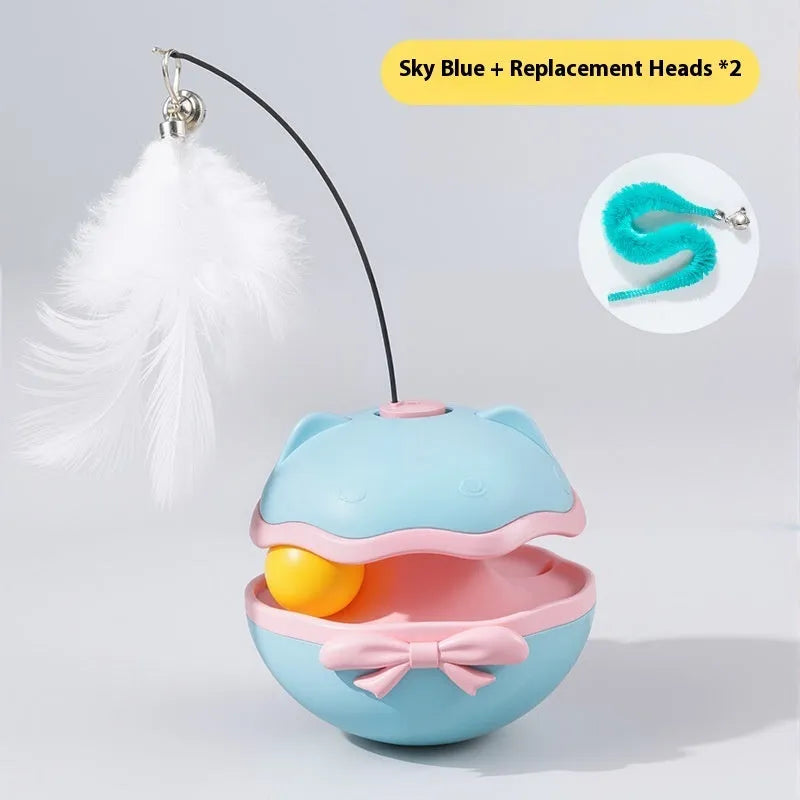 Electric cat toy tumbler with rotating teaser stick in multiple colour options