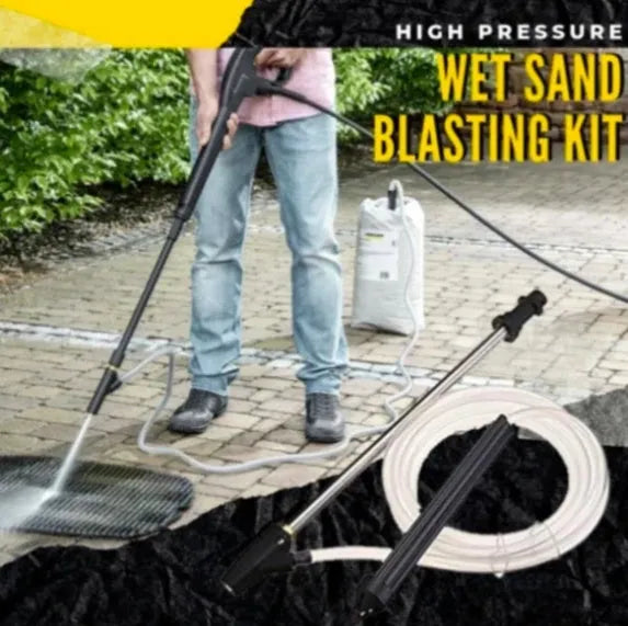 Karcher pressure washer ceramic sand blasting nozzle with stainless steel handle for rust removal.