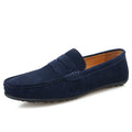 Men's solid colour suede loafers with round toe and slip-on design