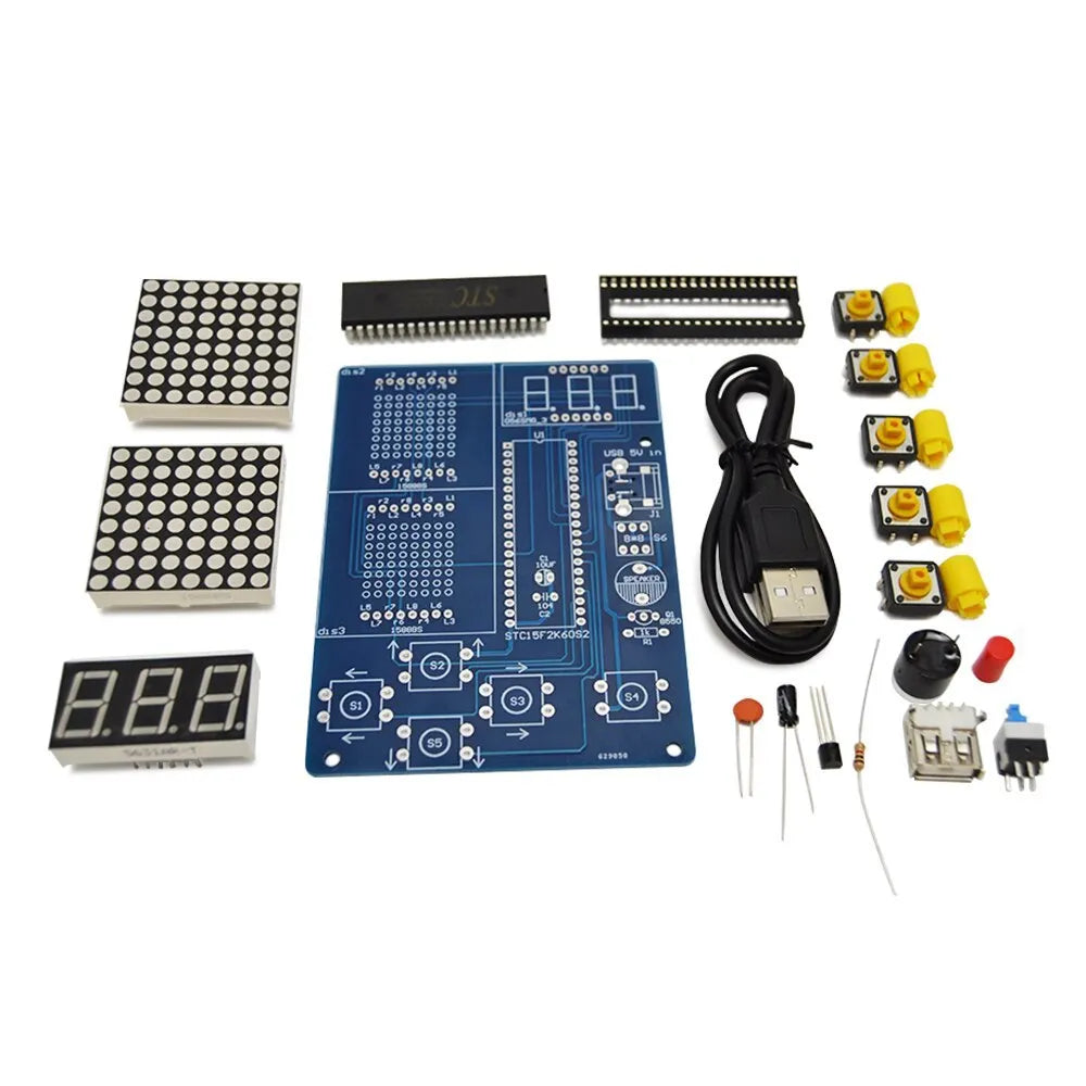 51 MCU game machine DIY kit with unwelded parts and battery box
