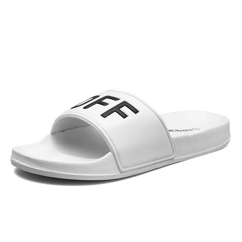 Men's open toe slippers with viscose upper and rubber sole in black and white colour options