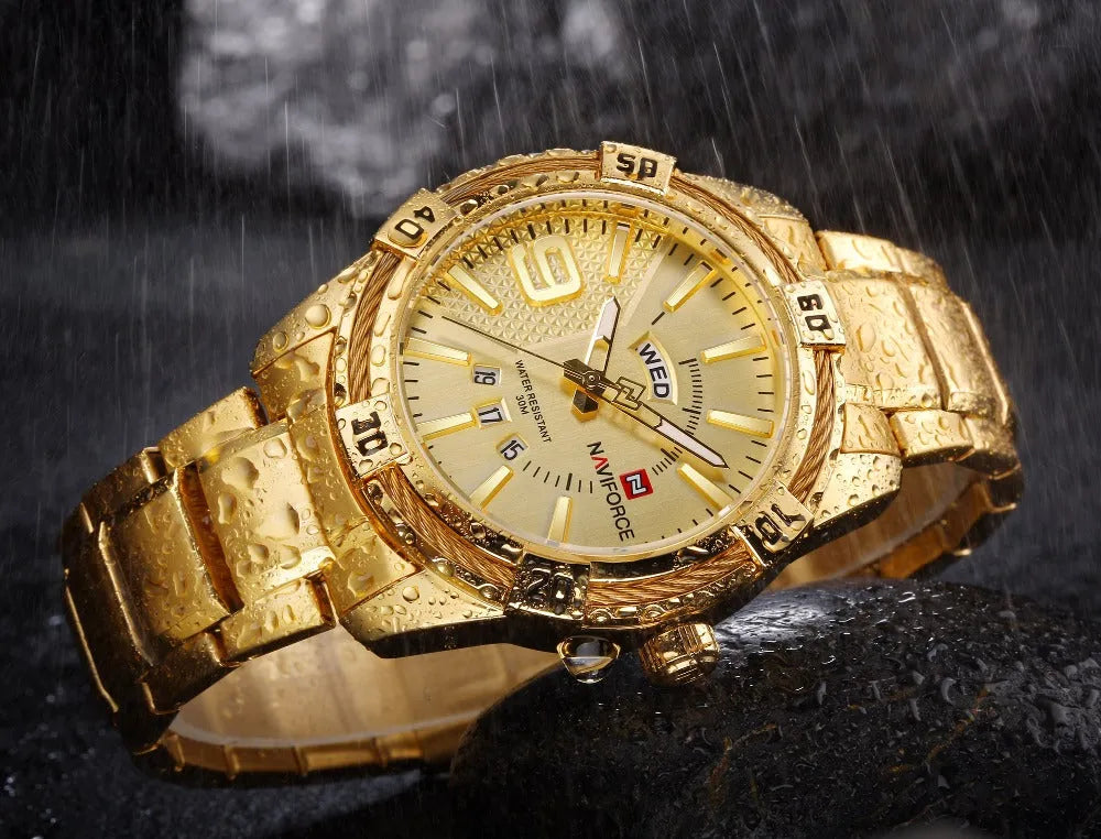 Men's waterproof quartz watch with silver alloy case, stainless steel strap, 46mm round dial and world time display.