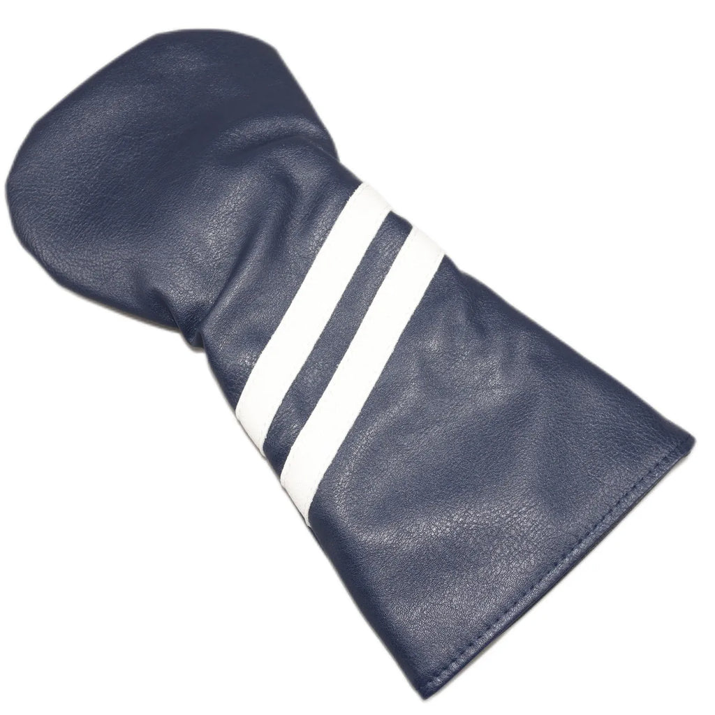 Golf club head cover with two oblique stripes in choice of six colours and three sizes