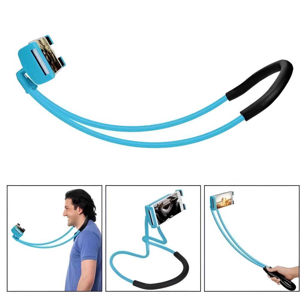 White universal smartphone holder with 360-degree rotating bracket on a desk