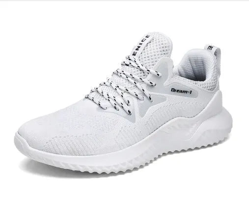 Adult unisex low-top running shoes with breathable mesh upper and front strap closure in multiple colour options
