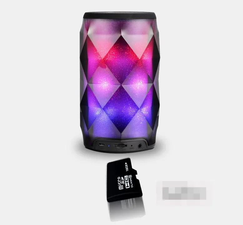 Black crystal cut Coke can shaped lantern Bluetooth speaker with colourful starry sky lighting effect