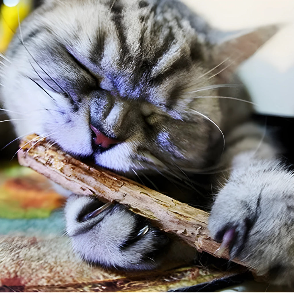 2 pcs matatabi catnip chew sticks, natural plant shoots for cat molar teeth cleaning