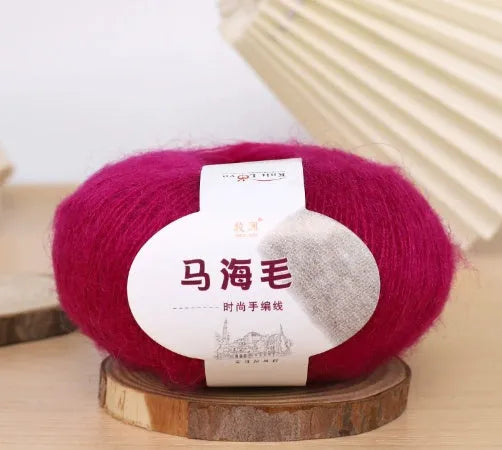 Mohair wool ball for DIY scarf knitting in selected colour from 34 options