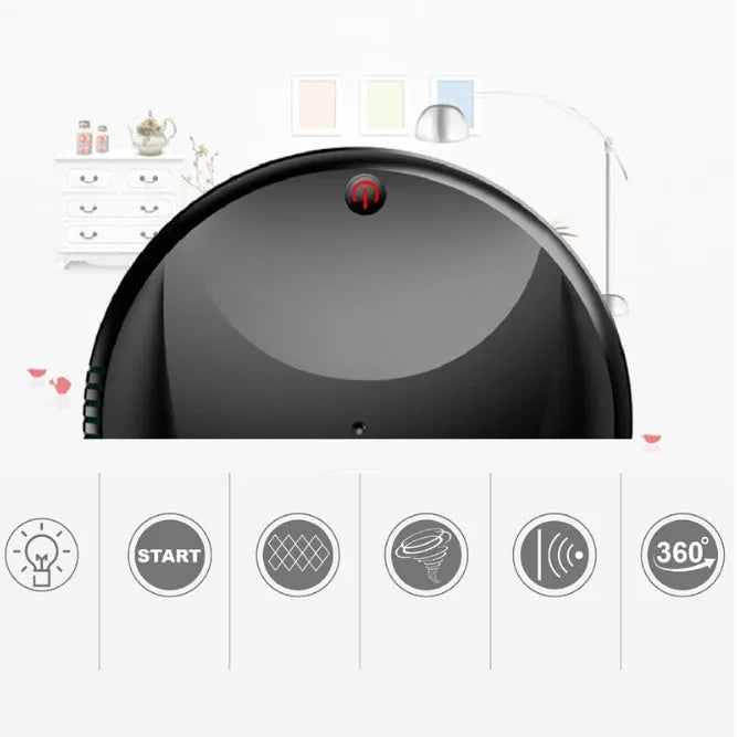 Smart vacuum cleaner charging version, black or white ABS robot, 23x23x6cm, automatic dust and hair sweeper