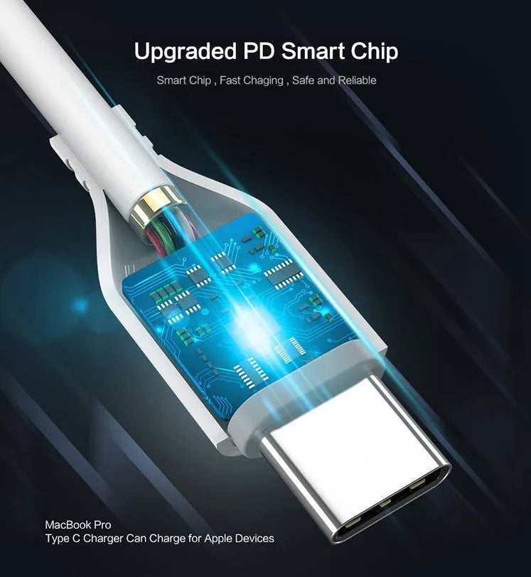 White USB-C to Lightning charging cable with 2m length for iPhone and iPad