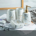 Ceramic bathroom wash set with decal finish in black, blue, or white colour options