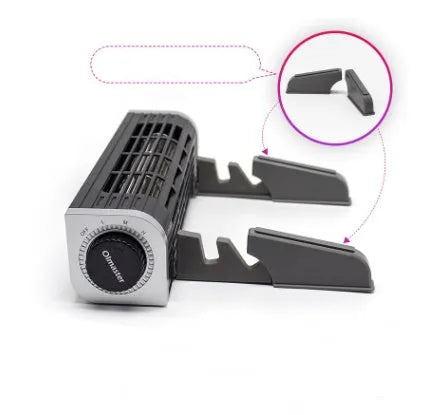 Black laptop cooling pad with dual fans and adjustable support legs for improved laptop temperature management