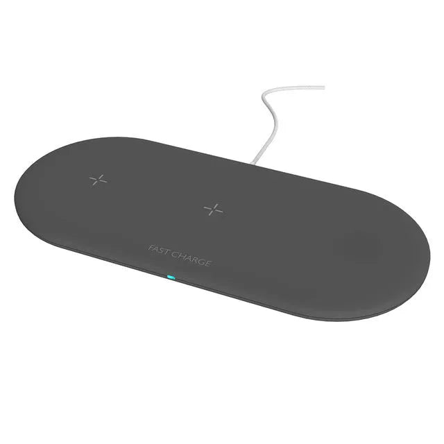 Three-in-one wireless charging station for Apple devices in black or white