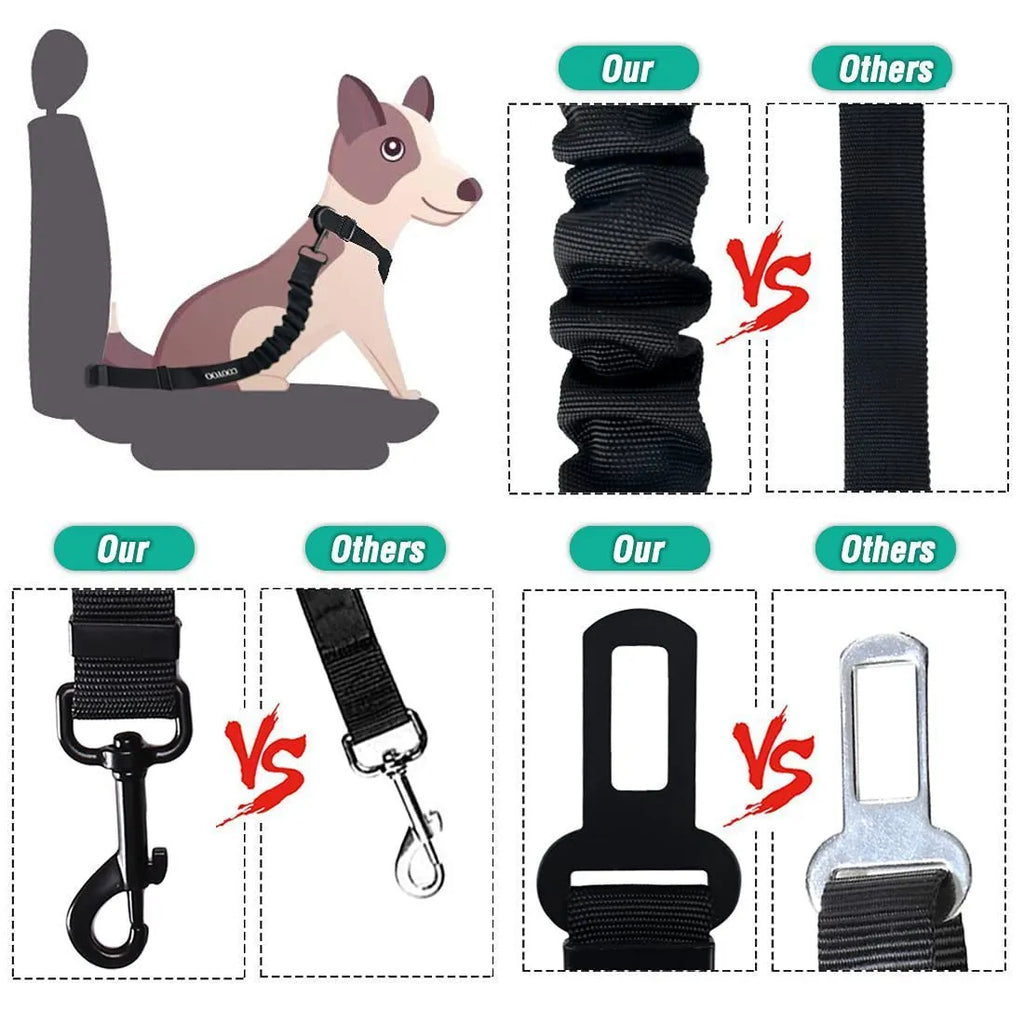 Nylon pet seat belt with adjustable 85cm to 2.54cm rope and explosion-proof hand holding design in nine colours