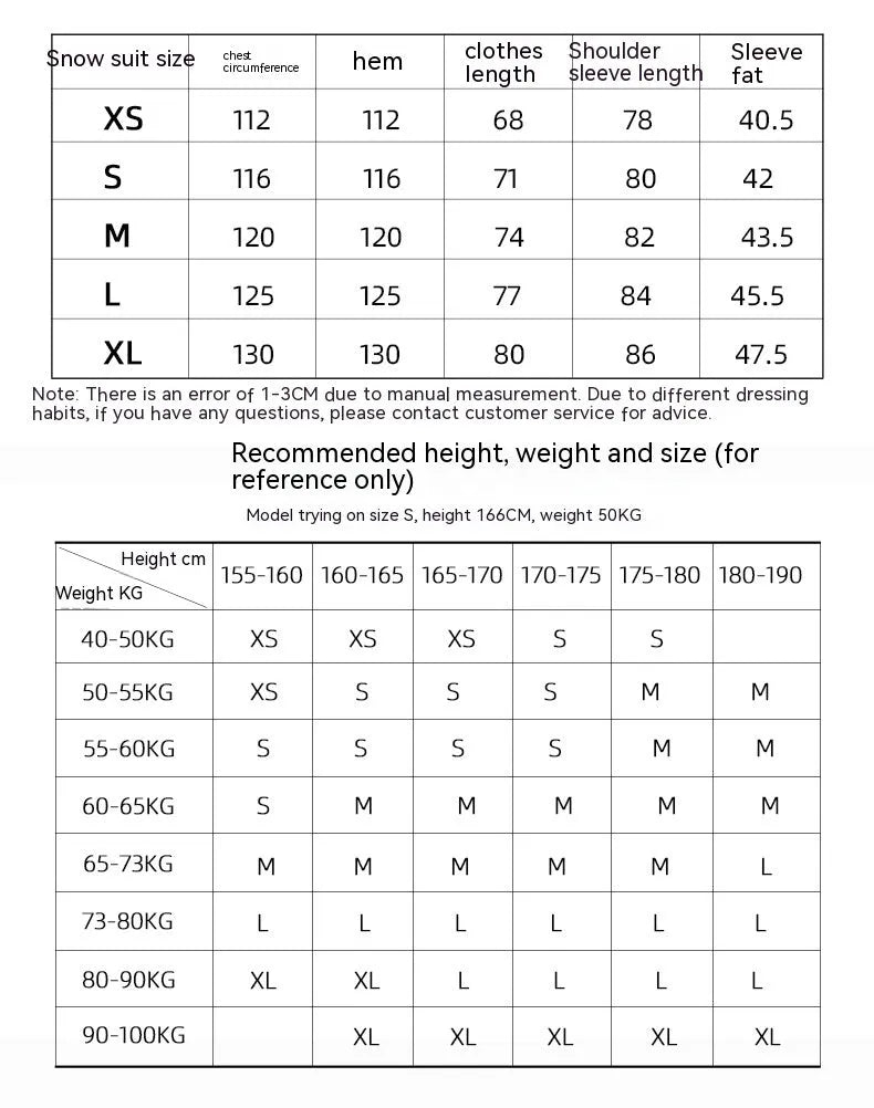 Thin black windproof waterproof double plate ski suit for men and women