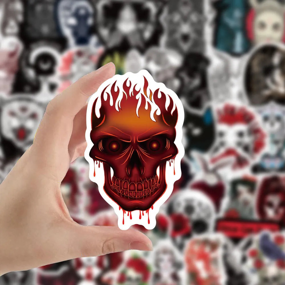 100 Gothic demon dark red graffiti stickers, PVC waterproof, 5-8cm, with OPP bag