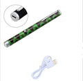 5mW green laser pointer pen in black, camouflage, and white colours showing pen-style design