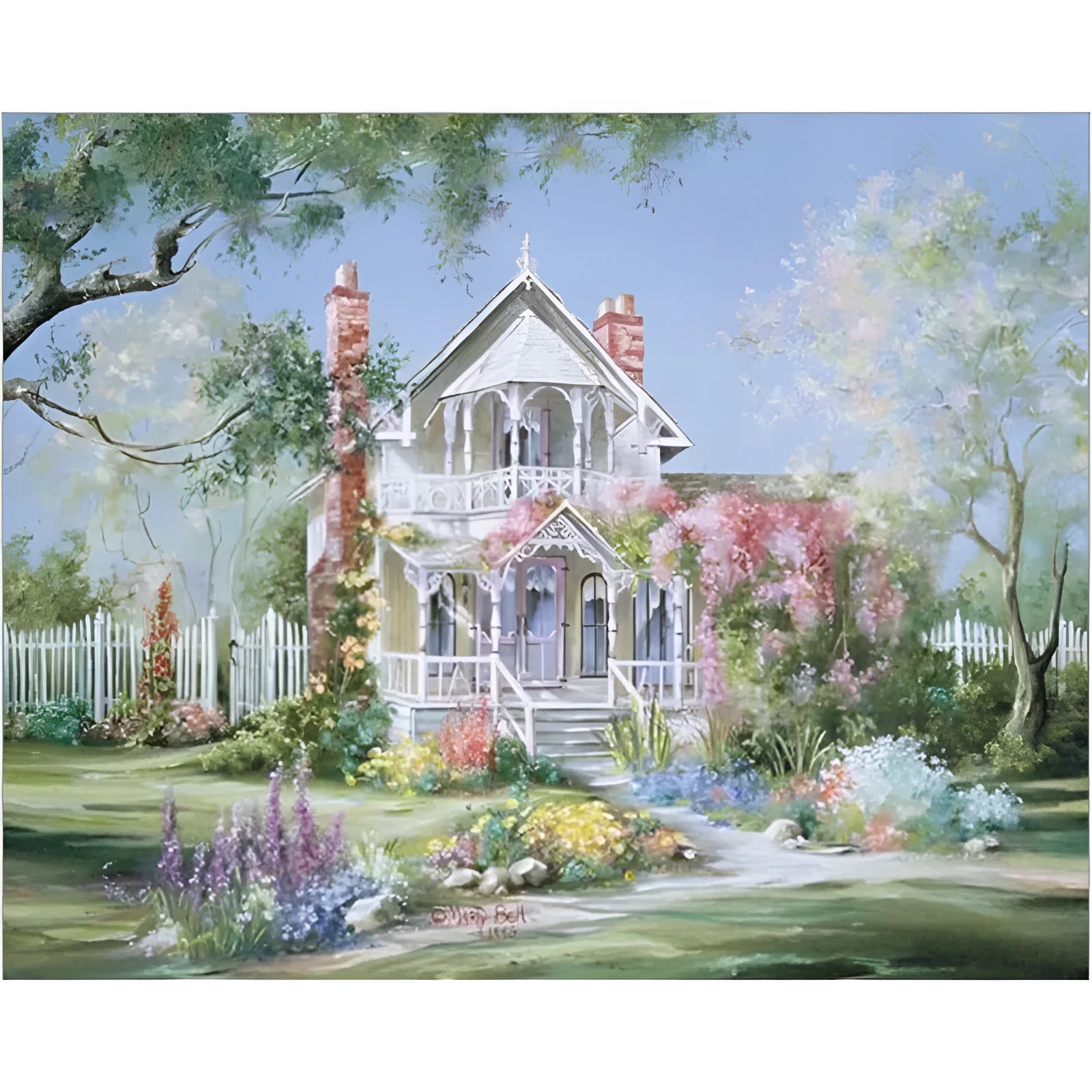 Meteor Garden digital oil painting half hand-painted Baroque landscape on linen 40x50cm