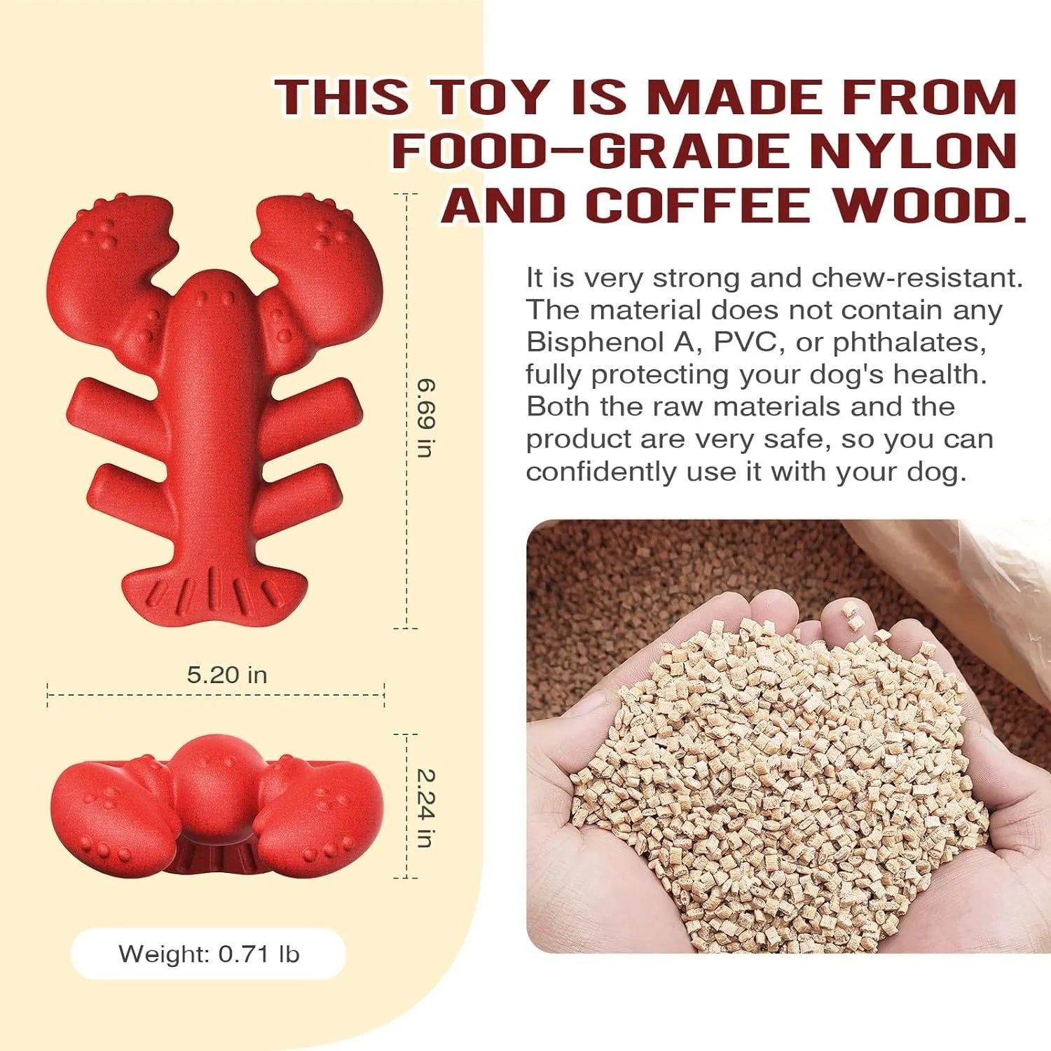 Red nylon chew bone for large dogs, dimensions 170 x 132 x 57 mm