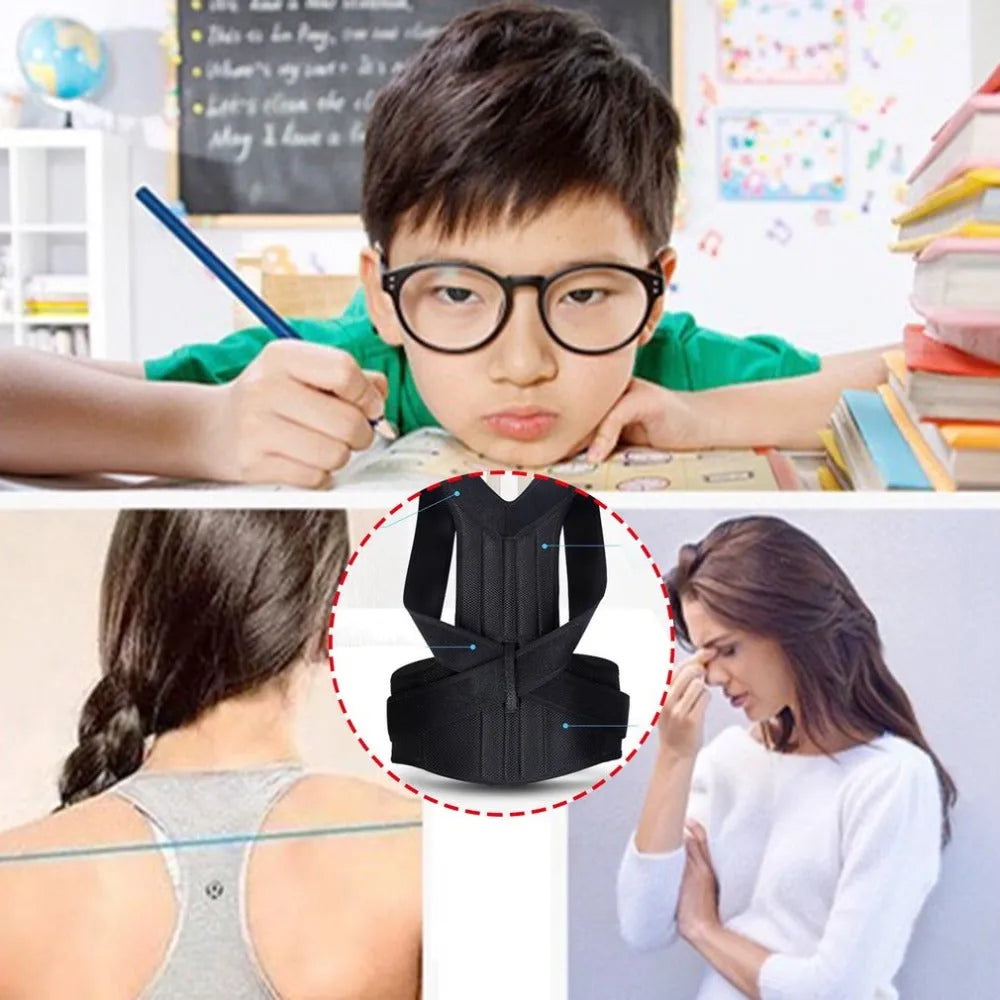 Black spine bending posture corrector with nano-carbon titanium keel, breathable mesh and Velcro fastening, sizes S to 4XL