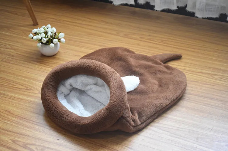Cloth cat and dog sleeping bag nest mat with big ears and small tail, available in 50x40cm or 65x55cm