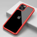 Transparent anti-fall phone case with TPU and hardened PC, hidden corners, available in red dark green black