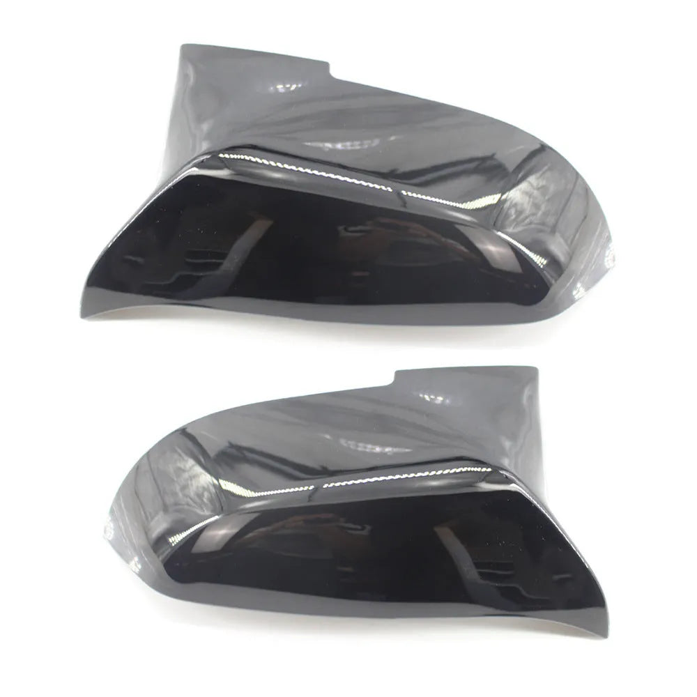 Pair of paint bright black BMW F series replacement rear-view mirror shells