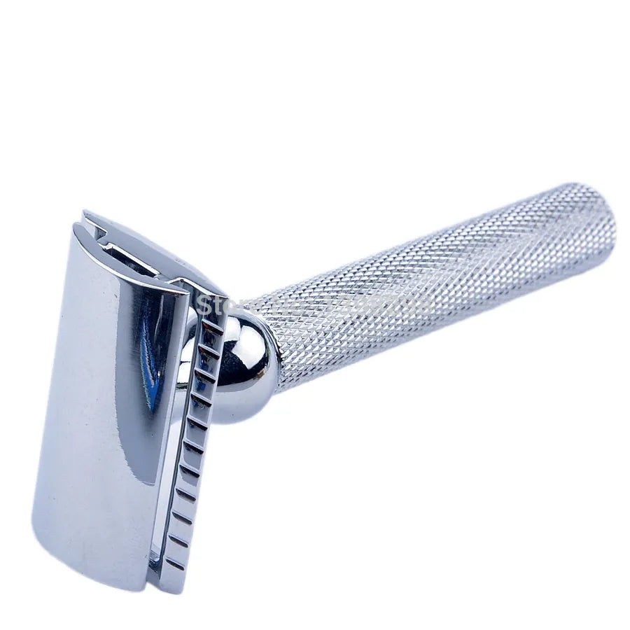 CSB men's shaving set with badger hair brush, double edge razor, chrome stand, and zinc alloy soap bowl