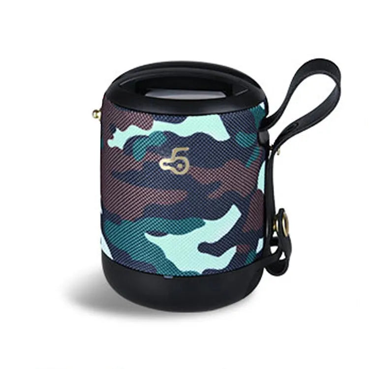 Portable waterproof Bluetooth speaker in multiple colours with portable belt showing compact design