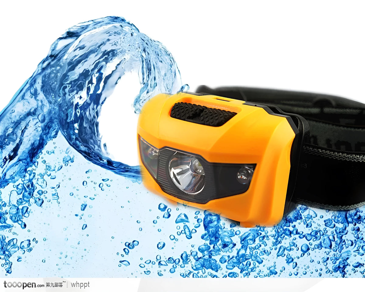 Cat Eye 2nd generation head torch in black, orange, purple, or white with LED lights.
