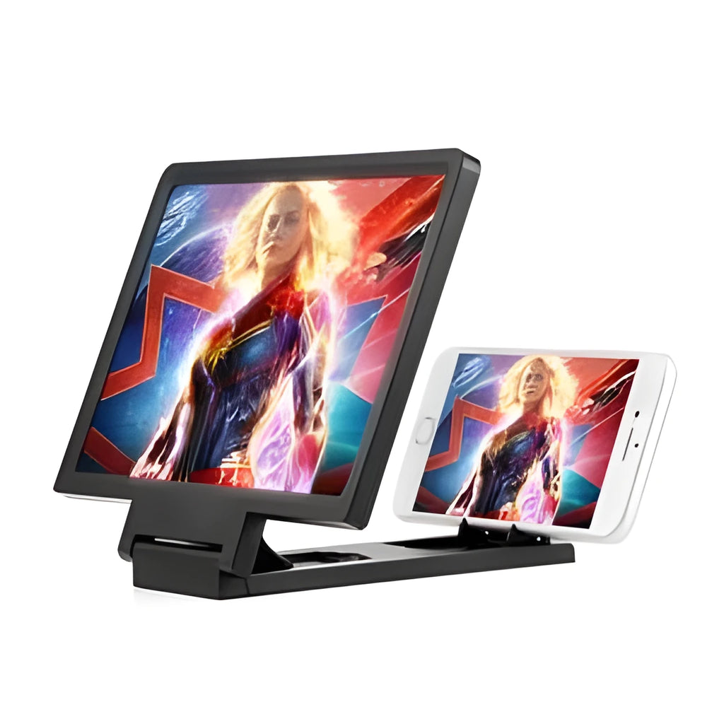 Mobile phone screen amplifier 18cm x 12cm foldable stand in black or white