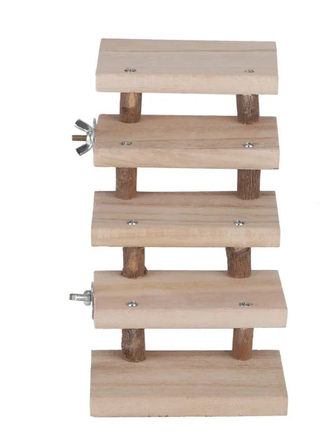 Wooden log stairs pet toy with five steps, 10cm wide, colour B, for small animal cages