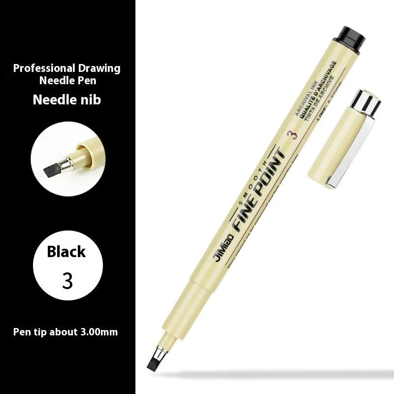 Black waterproof sketch pen with syringe cartoon design for art and writing