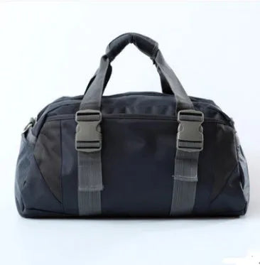 Nylon yoga and gym bag shown in available colours, next to a yoga mat, demonstrating its size for fitness equipment.