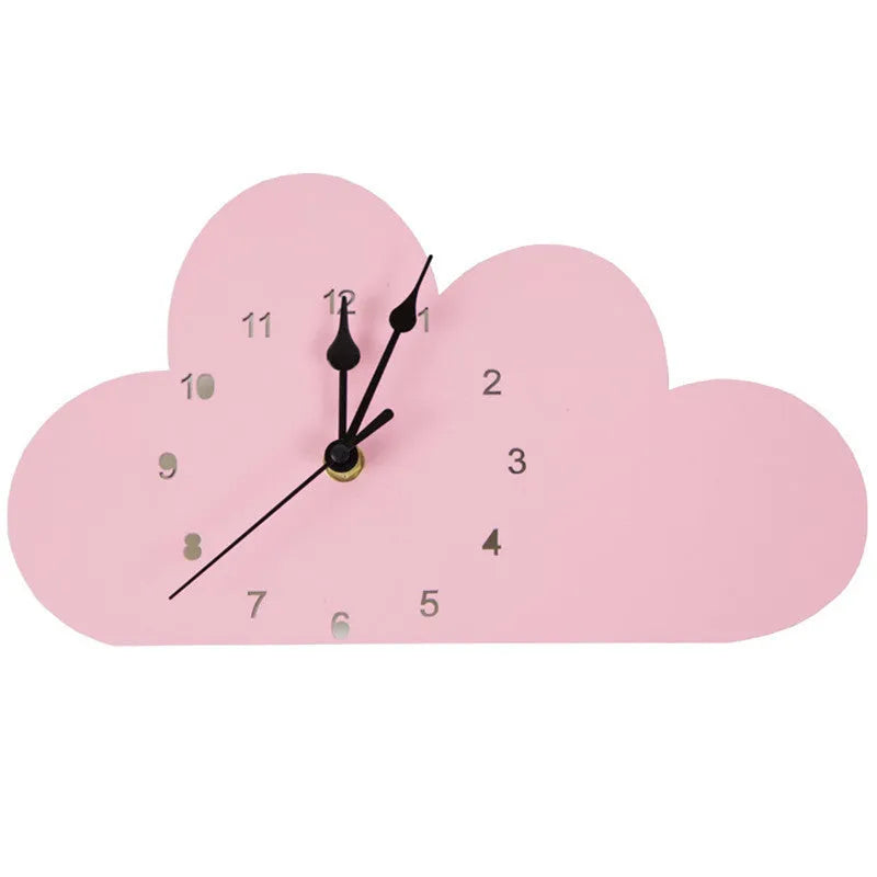 Cartoon wooden wall clock with alien and animal designs in multiple colours