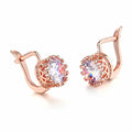Korean retro crown-shaped clip-on earrings with white diamond accents in rose gold and white gold colours.