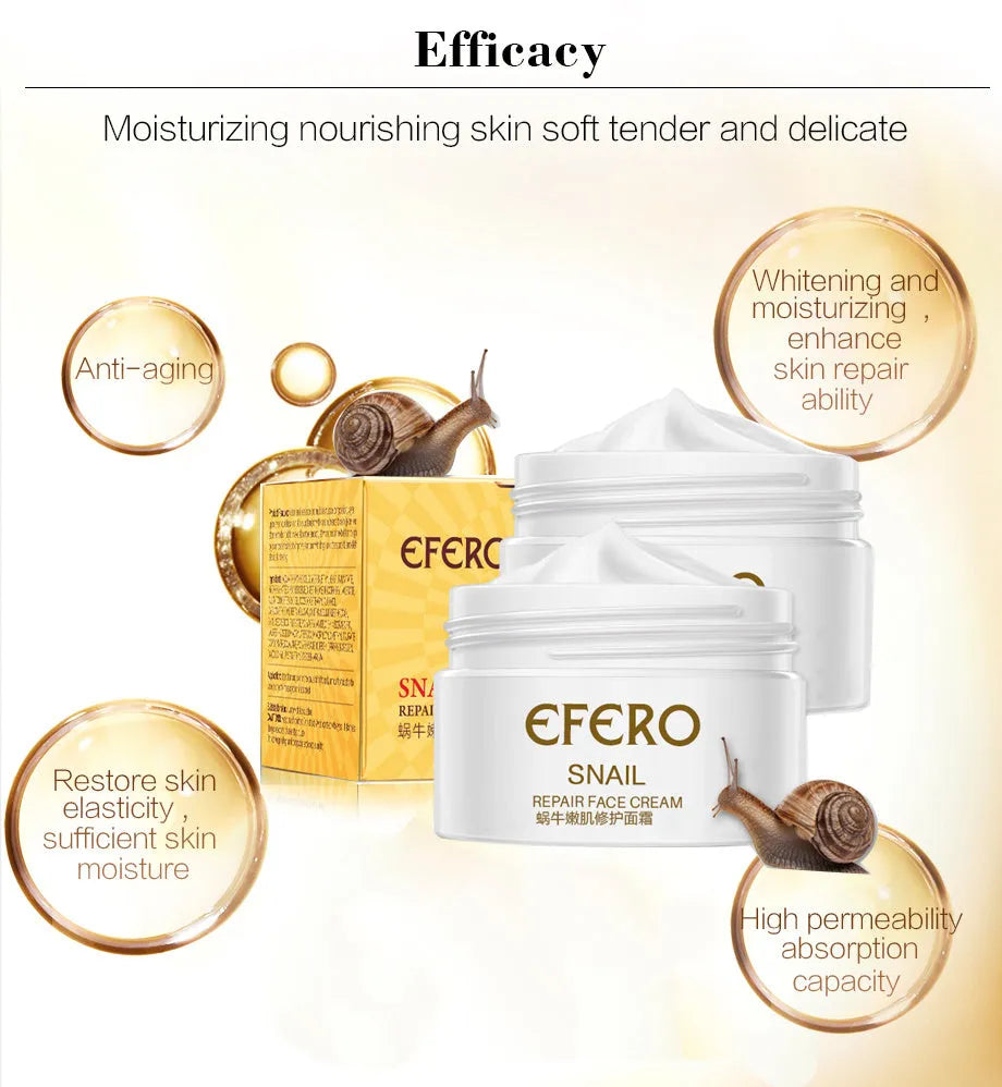 30g snail face cream moisturiser in jar for dry and normal skin, brightening and pore care