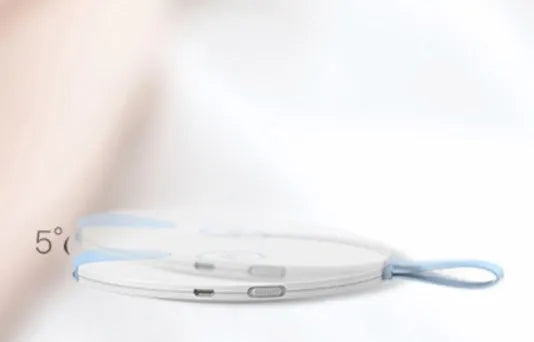 Blue portable UV baby bottle steriliser showing compact rectangular design with USB port