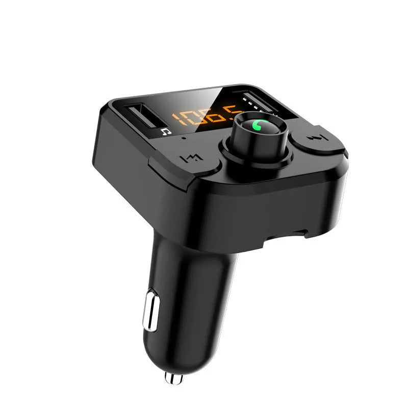 Black car MP3 Bluetooth player with 1.1-inch display for cigarette lighter power connection