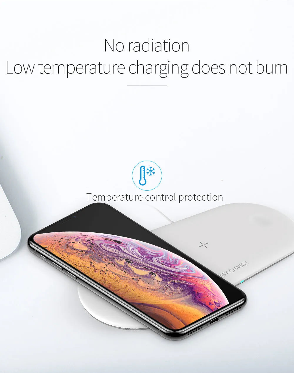 Three-in-one wireless charging station for Apple devices in black or white