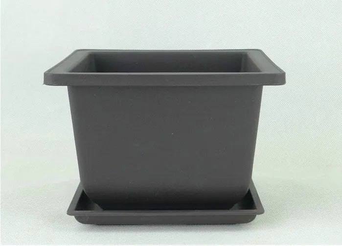 Dark brown antique-style plastic flowerpot in rectangle and square sizes for home gardening