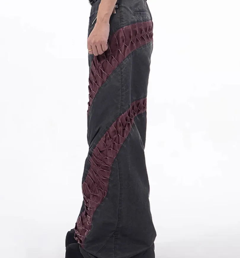 Retro three-dimensional keel casual trousers in viscose rayon fabric with straight hem design
