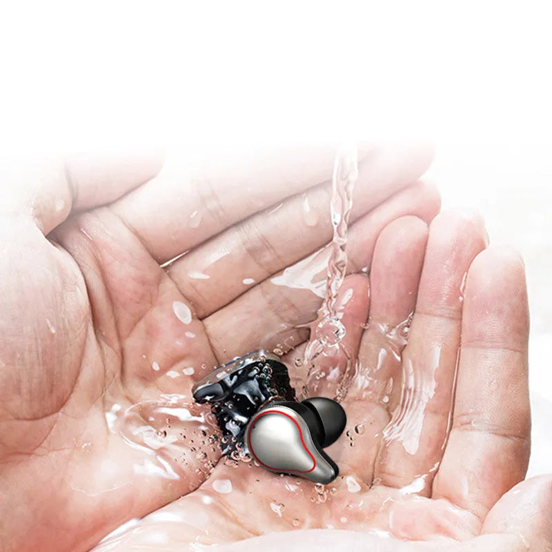 Black and blue wireless Bluetooth in-ear headset with earplug design for hands-free calling