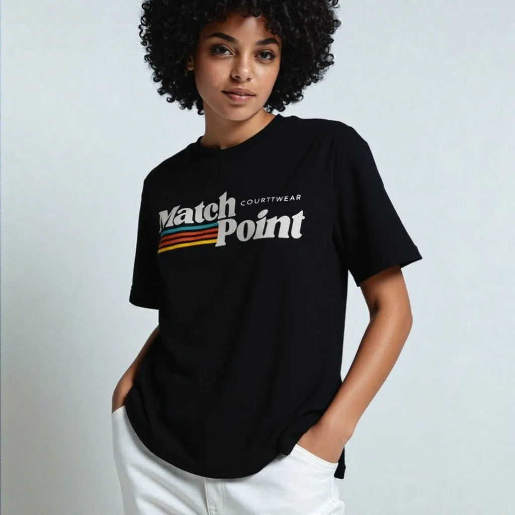 Black men's casual t-shirt with a 3D digital printed pattern, round neck, and short sleeves