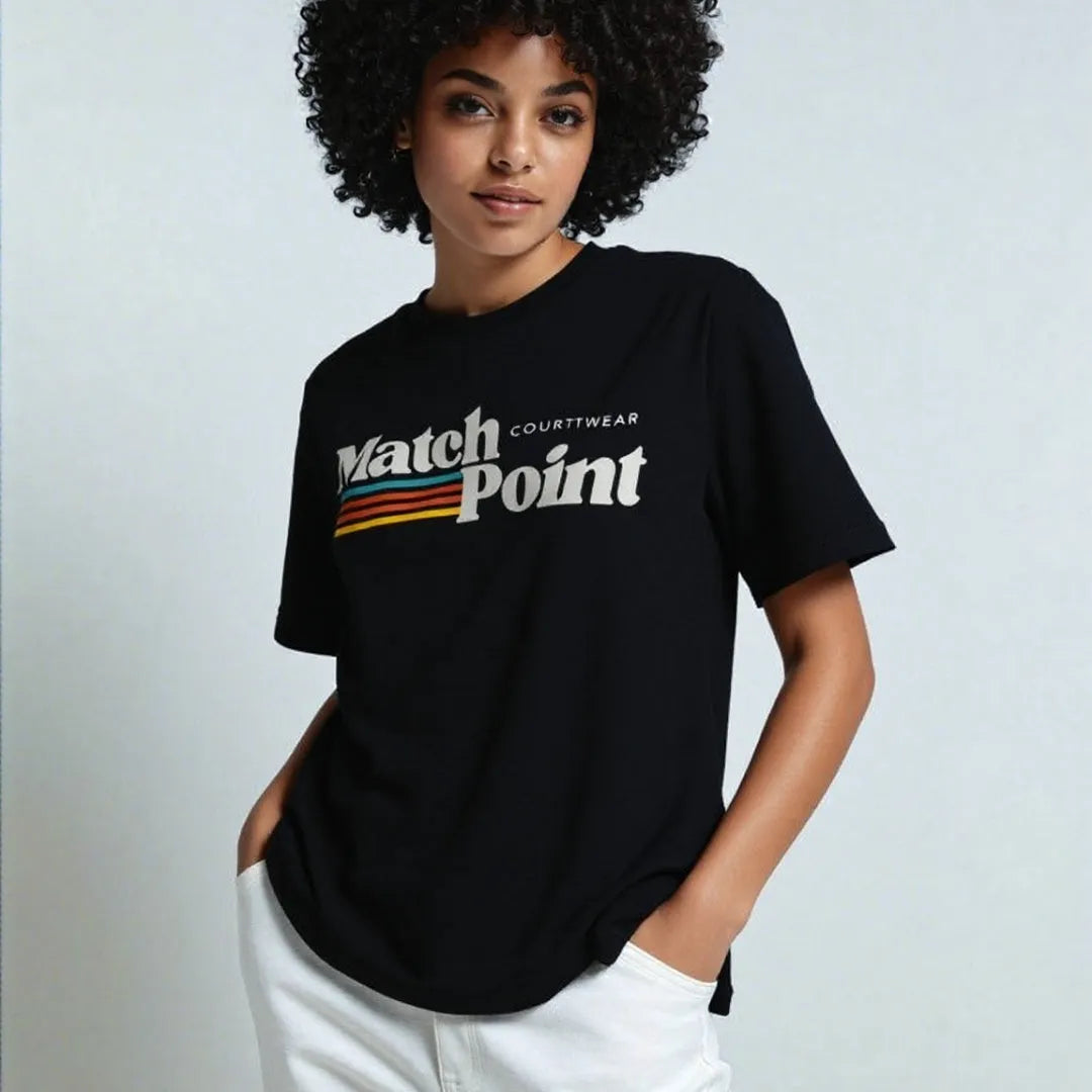 Black men's casual t-shirt with a 3D digital printed pattern, round neck, and short sleeves