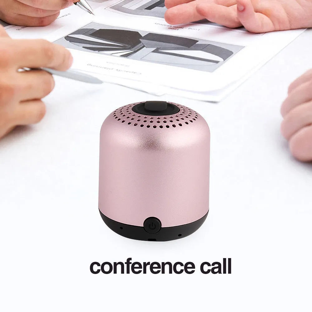 Hieha XQ11 cylinder-shaped metal mini Bluetooth speaker in choice of five colours on a plain background.