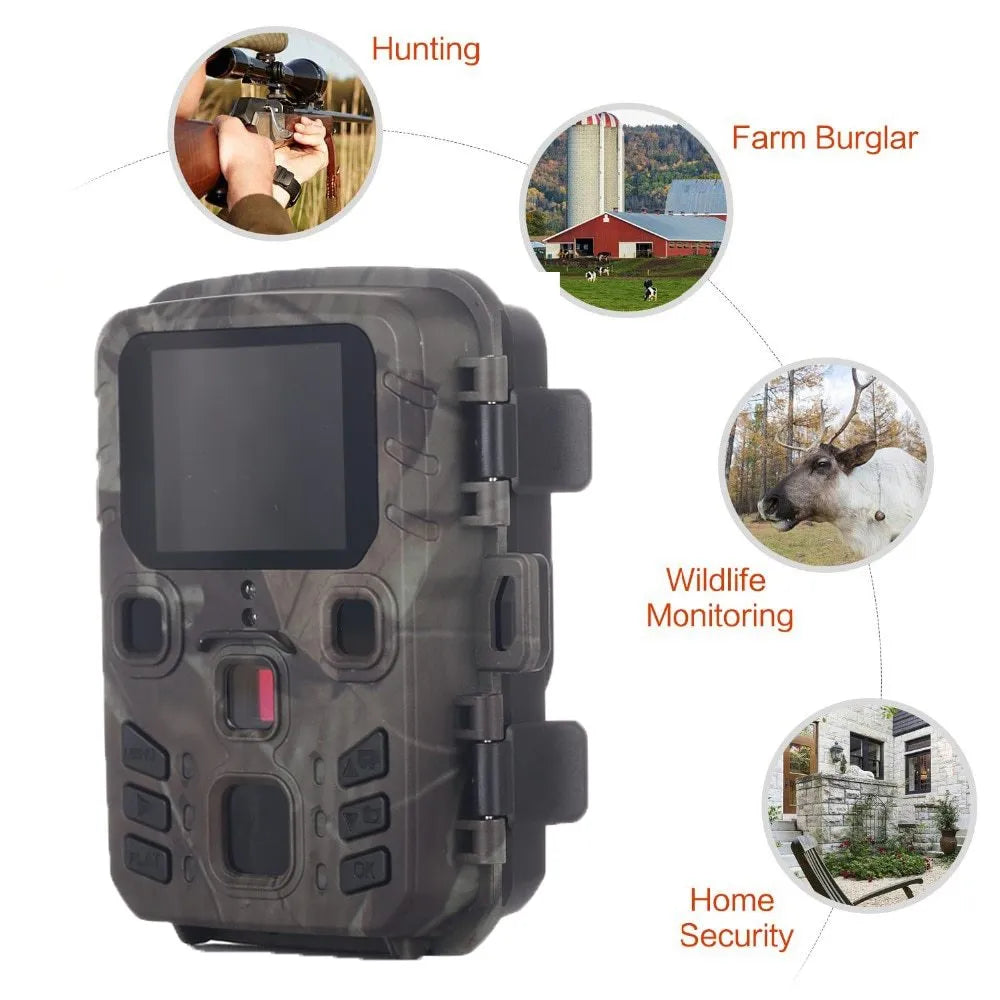 Black infrared night vision monitoring device with plastic housing and TF card slot