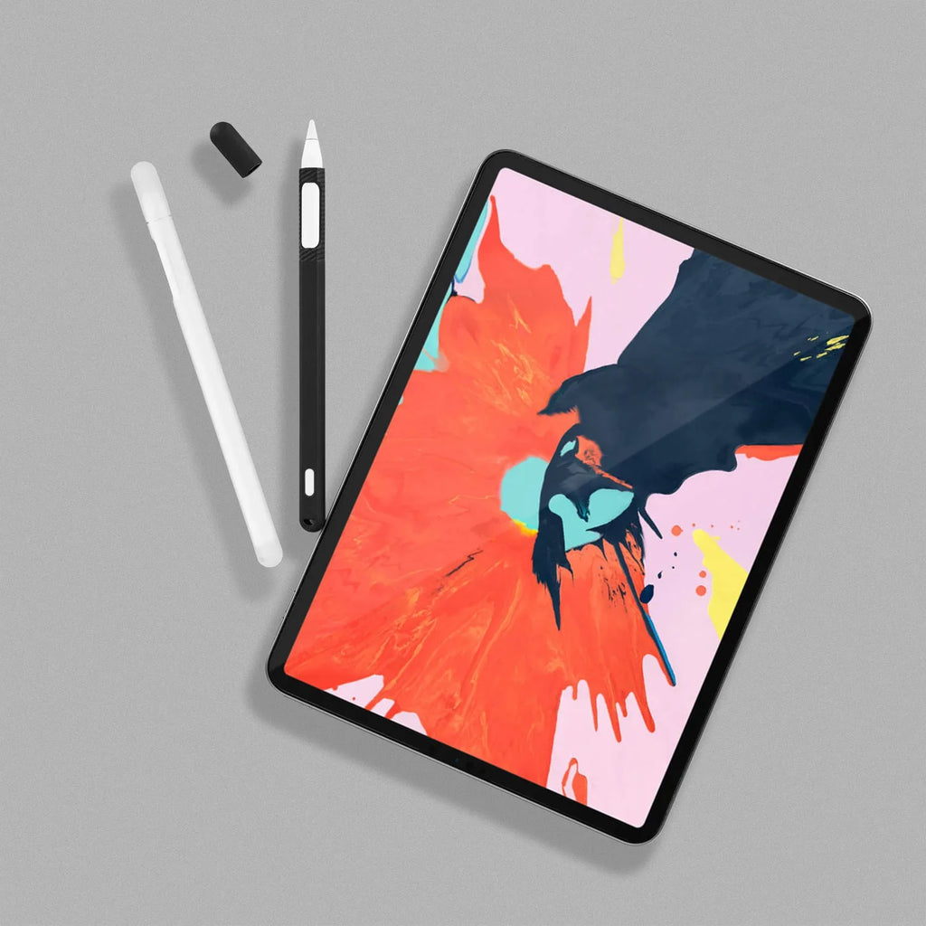 Silicone touch pen set for Apple Pencil 2 with storage cover and non-slip grip, shown in peppermint green