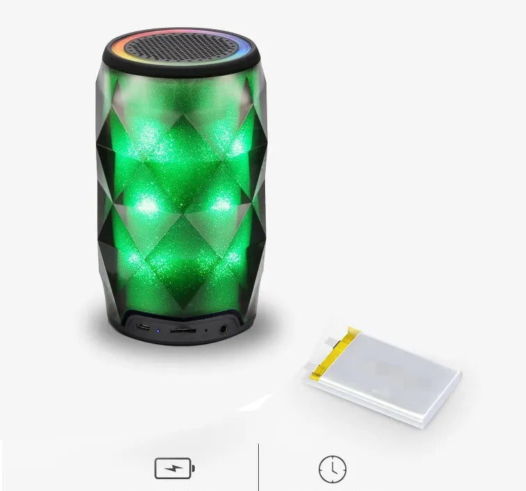 Black crystal cut Coke can shaped lantern Bluetooth speaker with colourful starry sky lighting effect